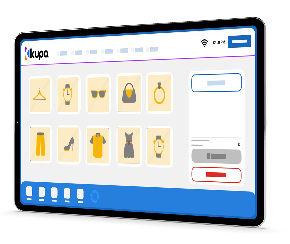 Tablet displays a common usage of KupaRetail platform